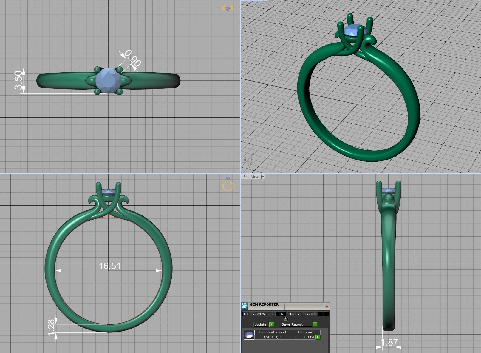 Solitaire Engagement ring Own design 3dmodel  3D print model_14