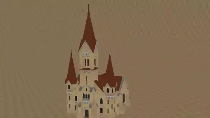 Abandoned Church 2 with PSX aesthetic graphics Low-poly 3D model