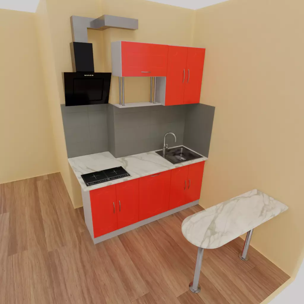 Kitchen with cabinets and sink Free 3D model