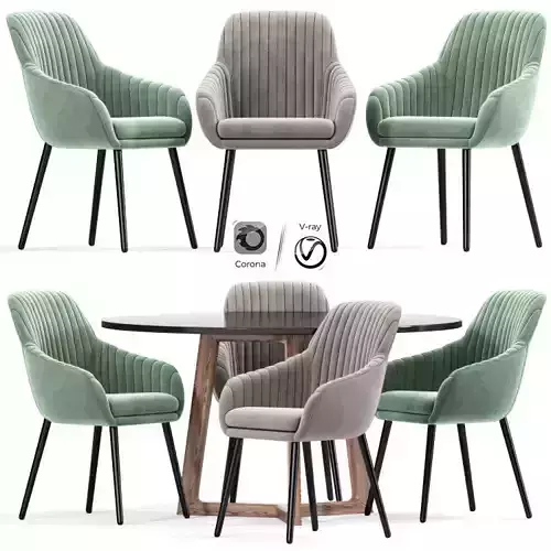 Rochelle Strip Dining Table Set