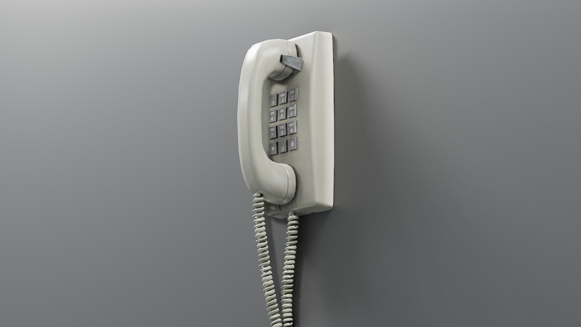Vintage Mounted Phone Low-poly 3D model_3