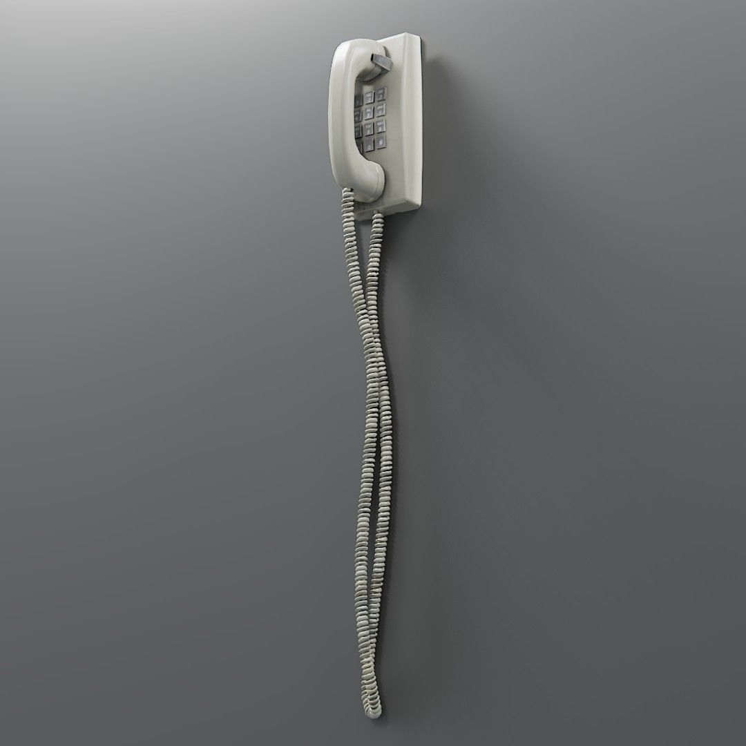 Vintage Mounted Phone Low-poly 3D model_5