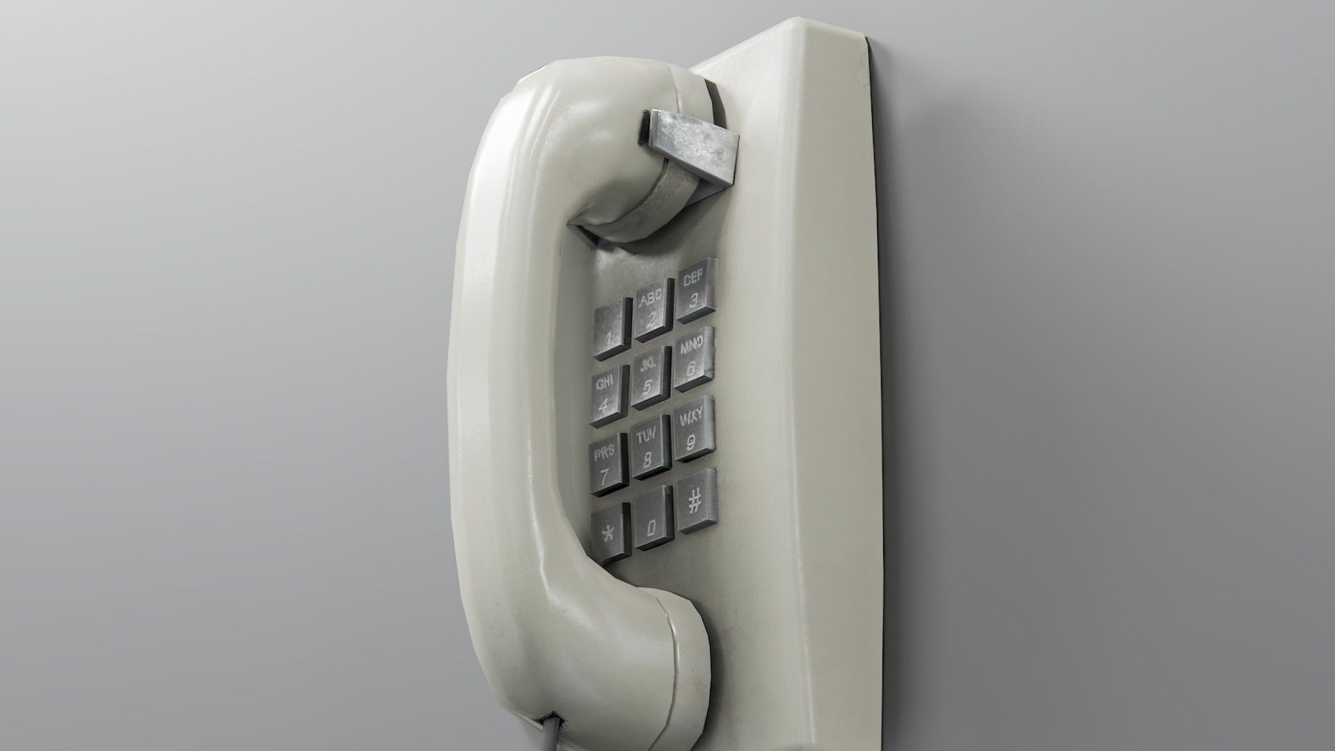 Vintage Mounted Phone Low-poly 3D model_7
