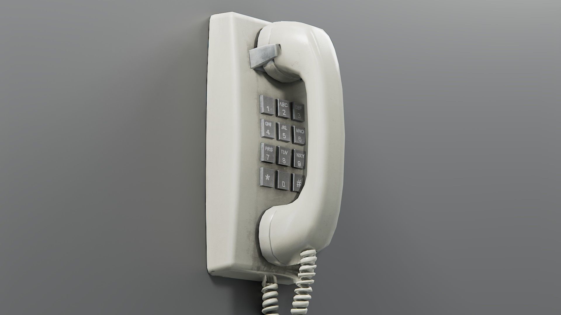 Vintage Mounted Phone Low-poly 3D model_2