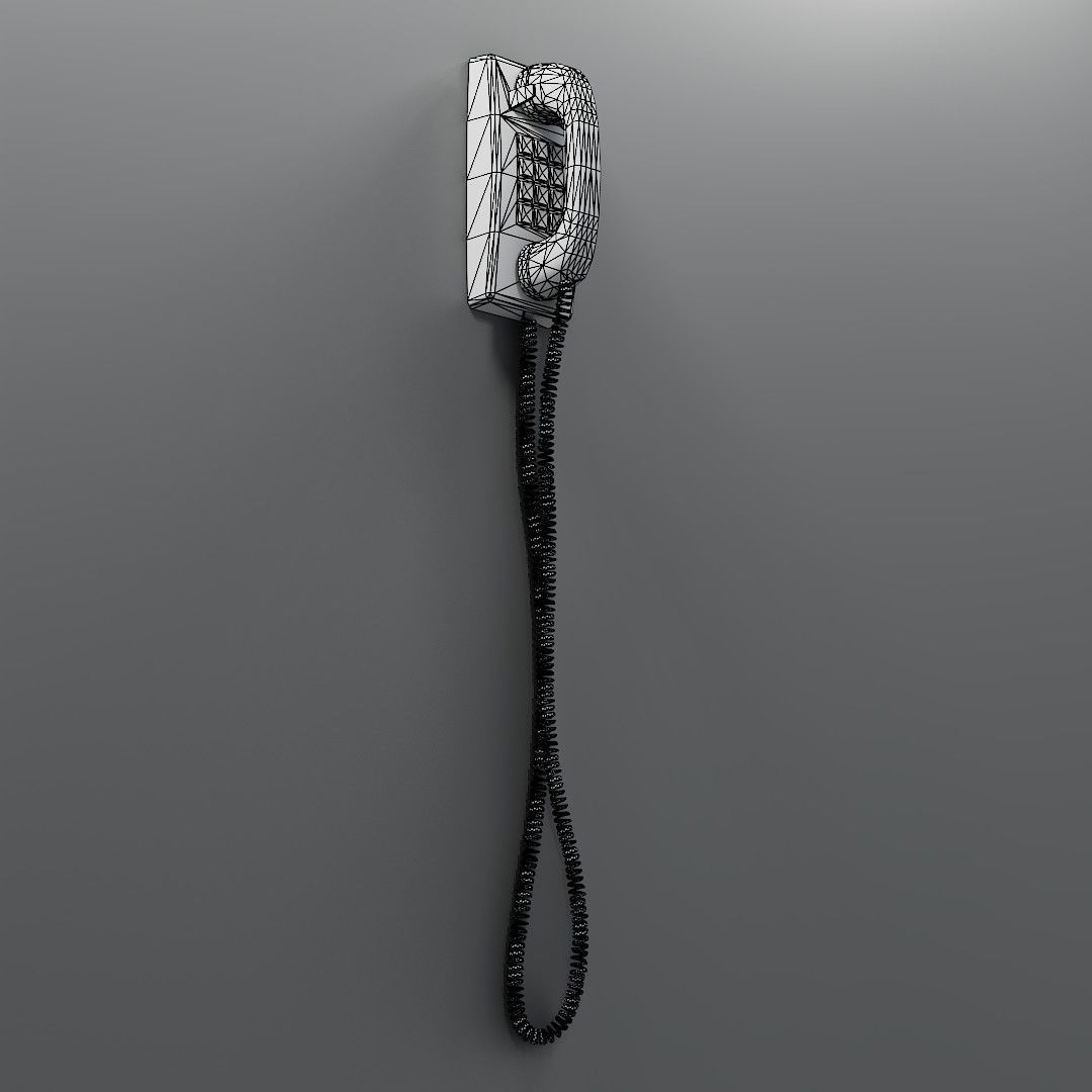 Vintage Mounted Phone Low-poly 3D model_8