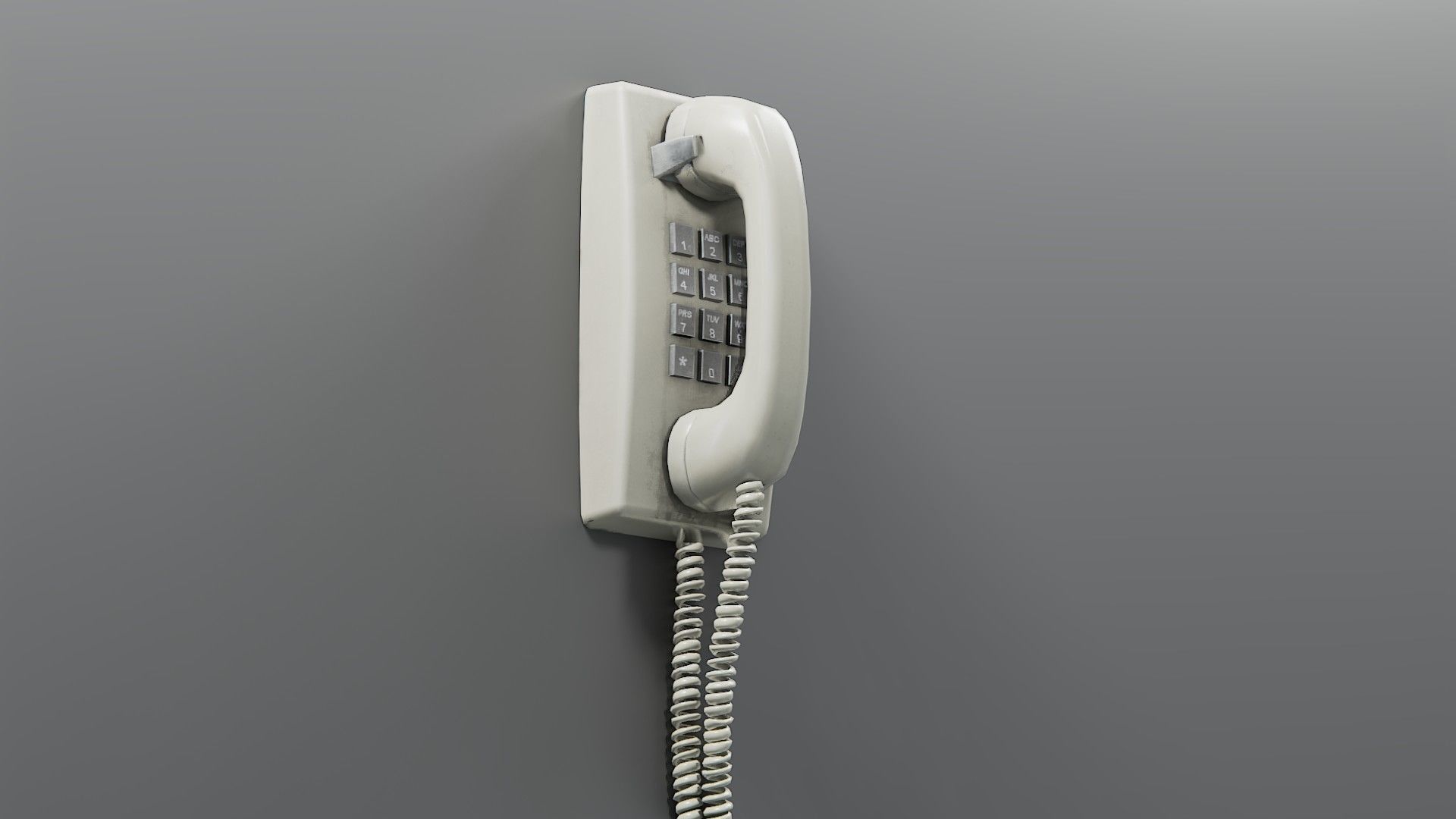 Vintage Mounted Phone Low-poly 3D model_4