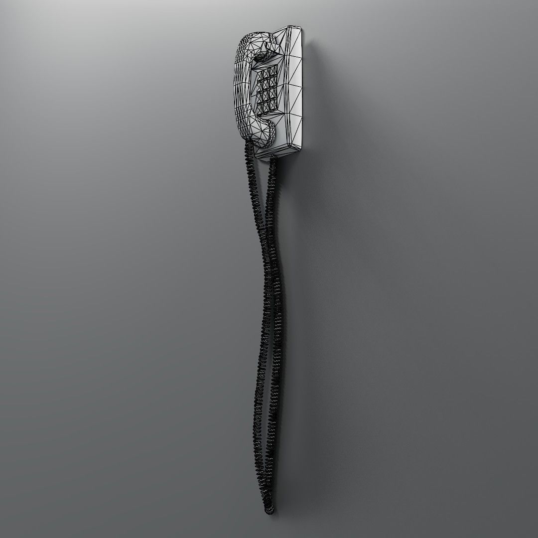 Vintage Mounted Phone Low-poly 3D model_9