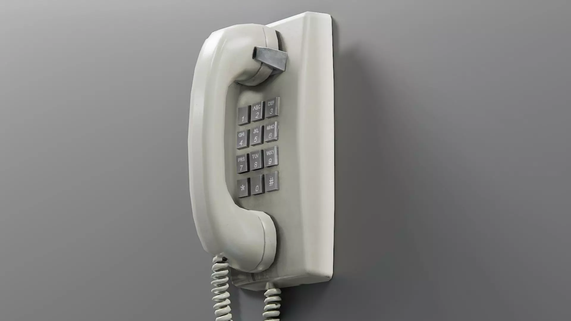 Vintage Mounted Phone Low-poly 3D model_0