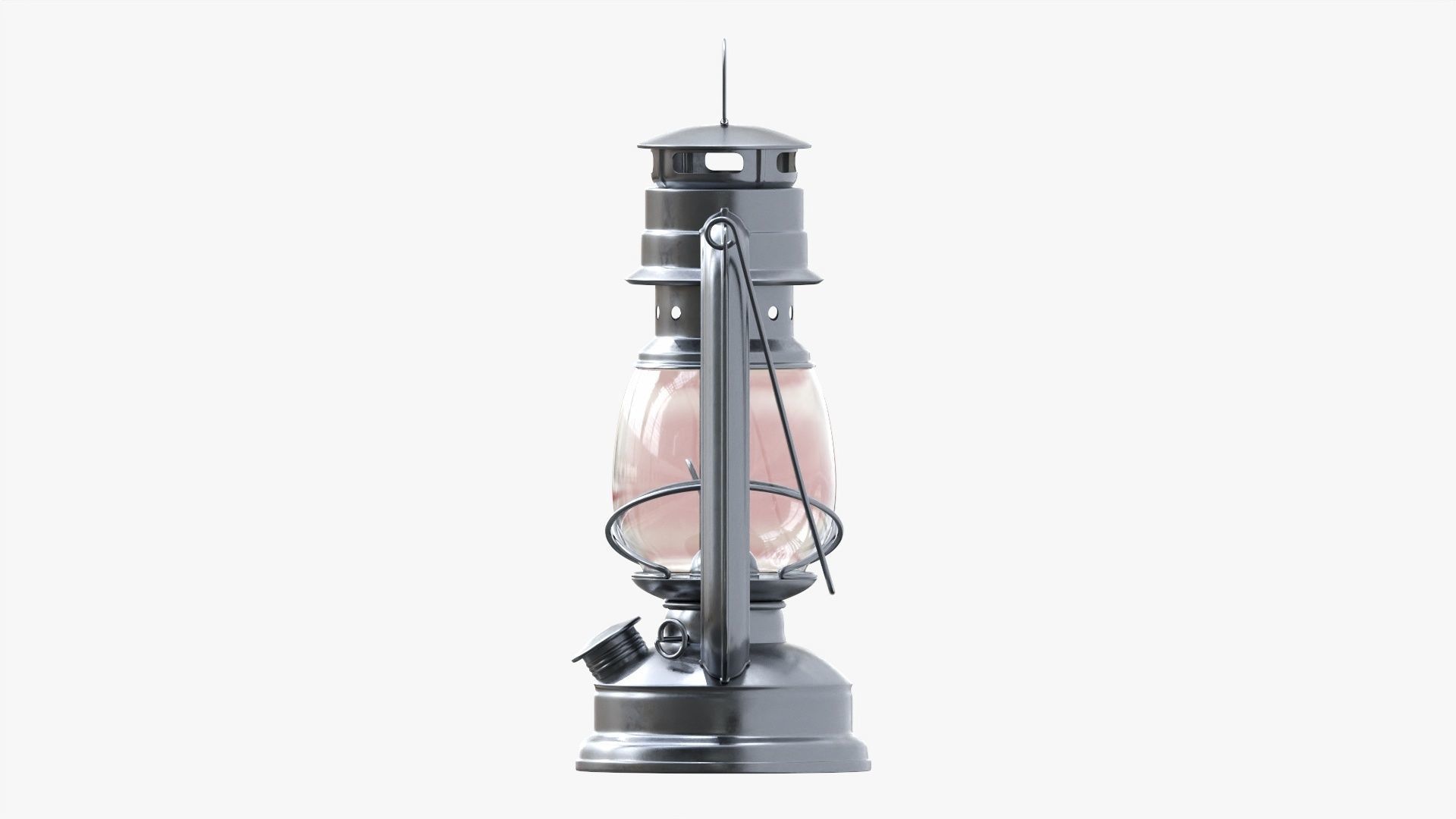 Old kerosene metal lamp 03 3D model_4