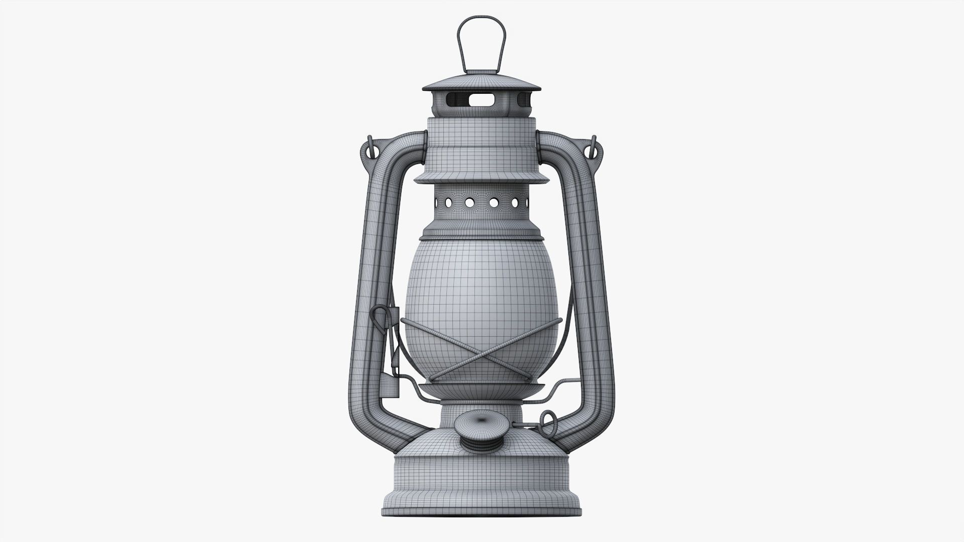 Old kerosene metal lamp 03 3D model_9