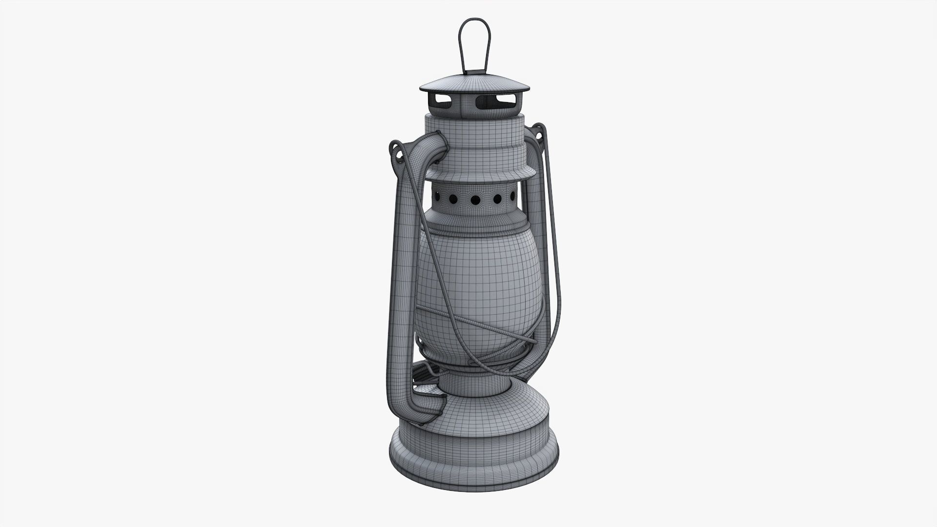 Old kerosene metal lamp 03 3D model_7