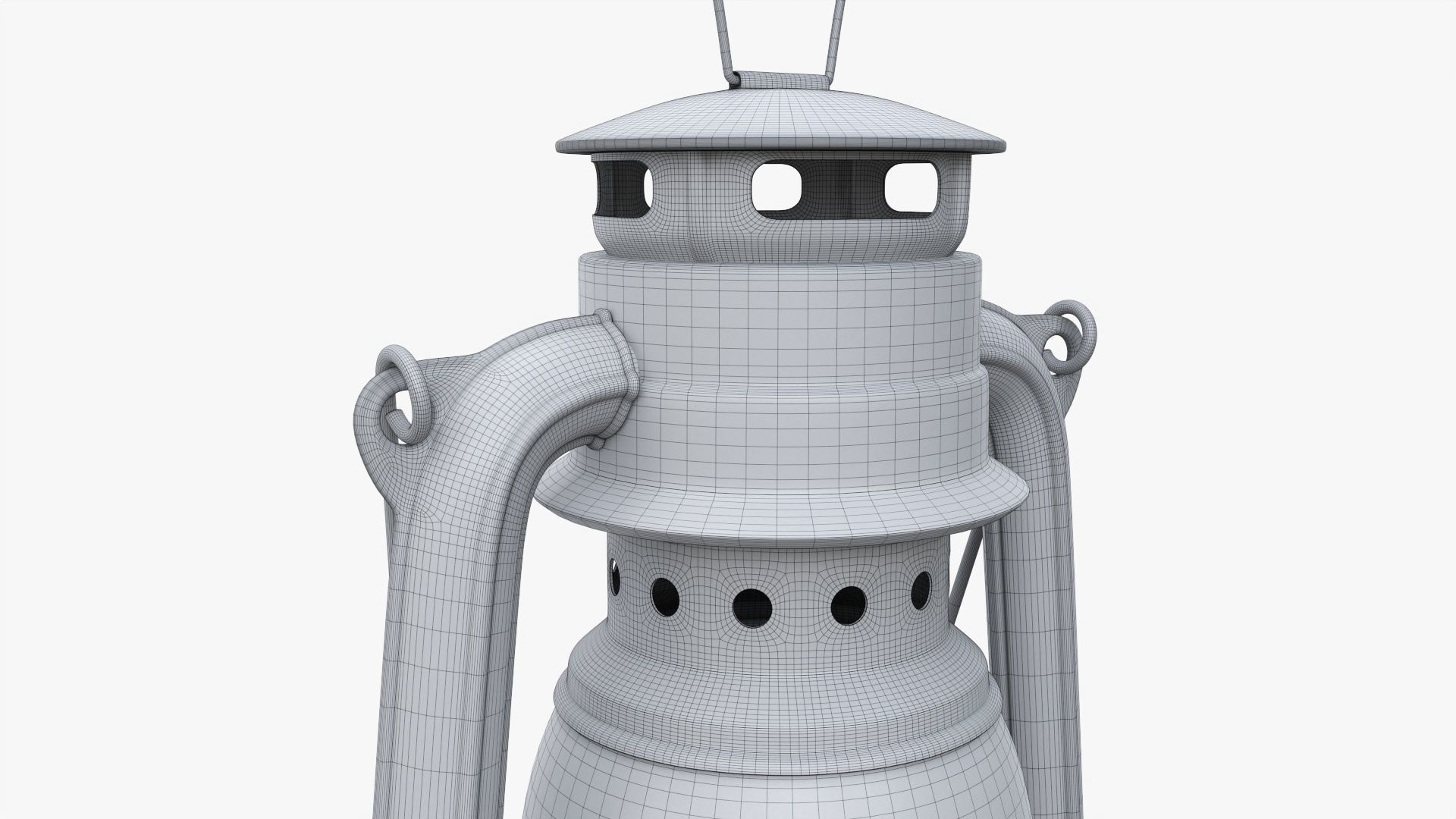 Old kerosene metal lamp 03 3D model_8