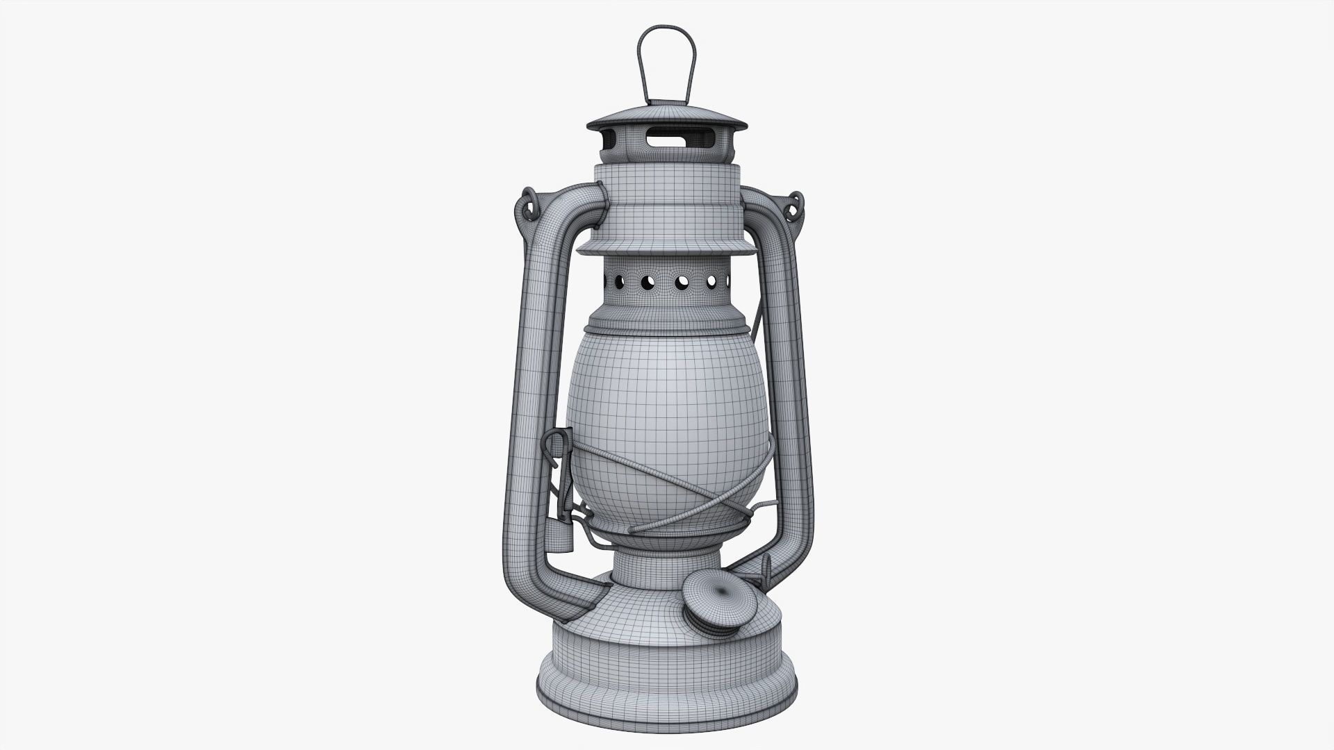 Old kerosene metal lamp 03 3D model_6