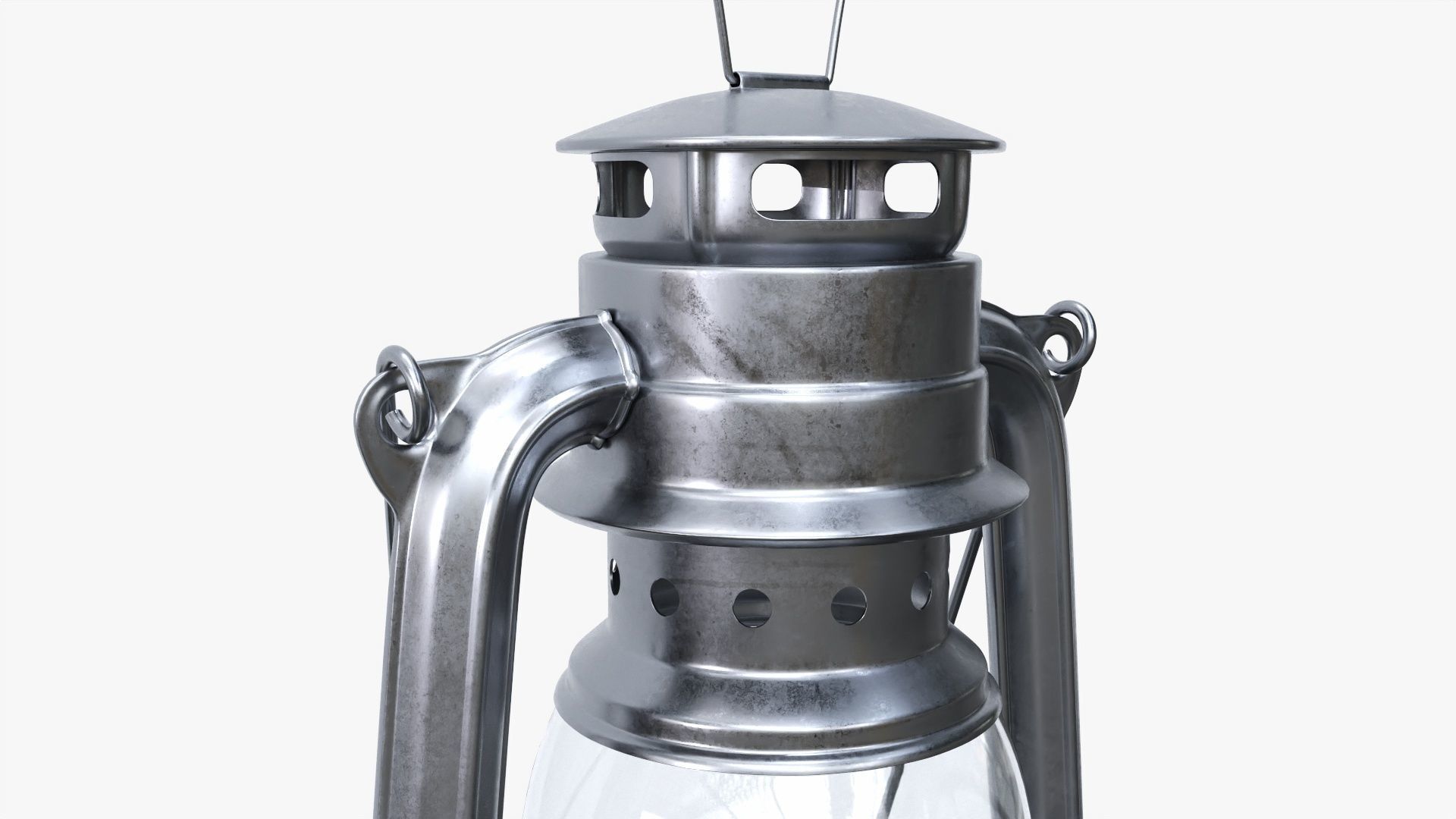 Old kerosene metal lamp 03 3D model_2