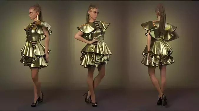 Shiny elegant dress Marvelous Designer and 3ds max