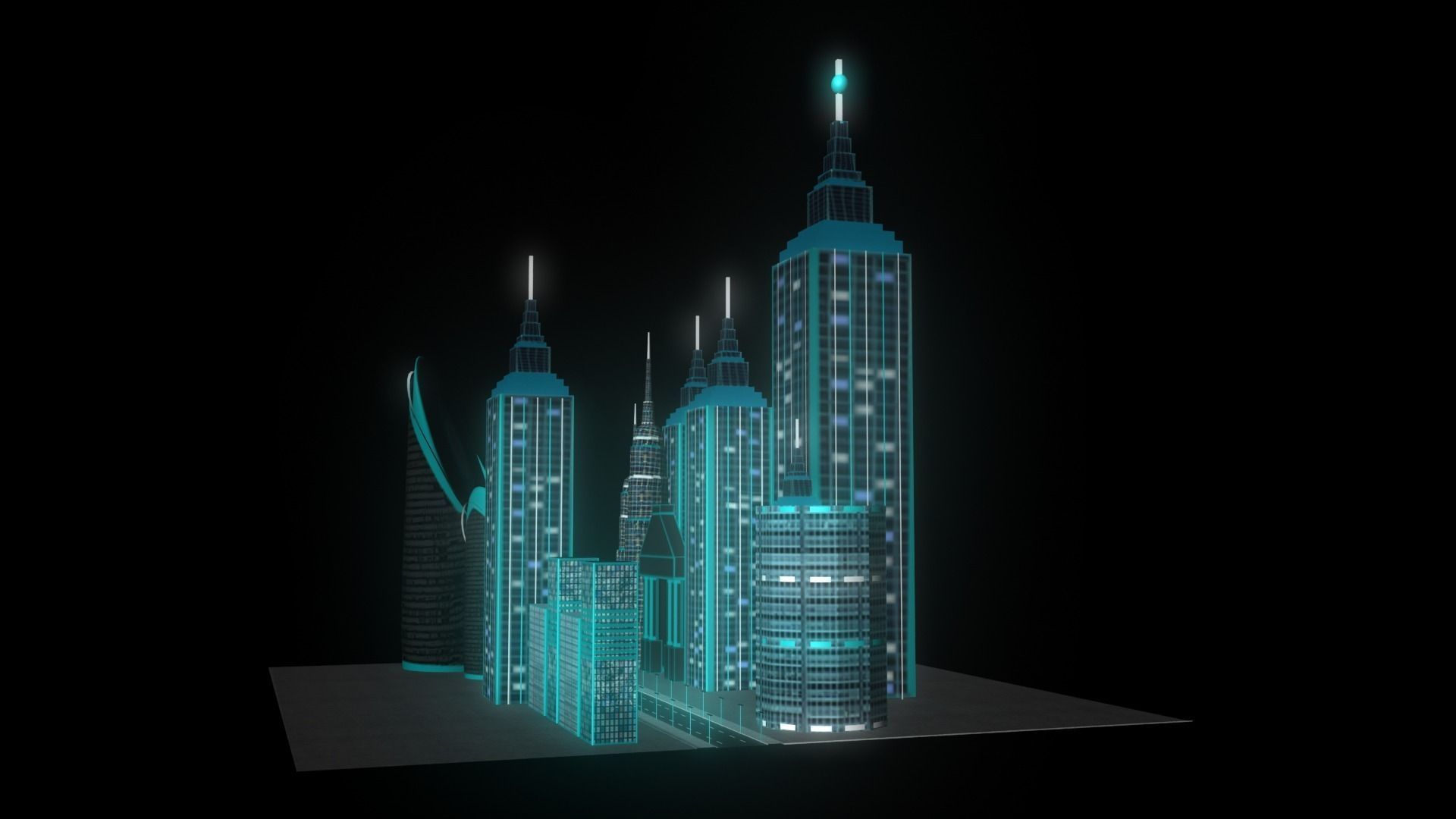 Sci-Fi Gaming City Exterior  Low-poly 3D model_3