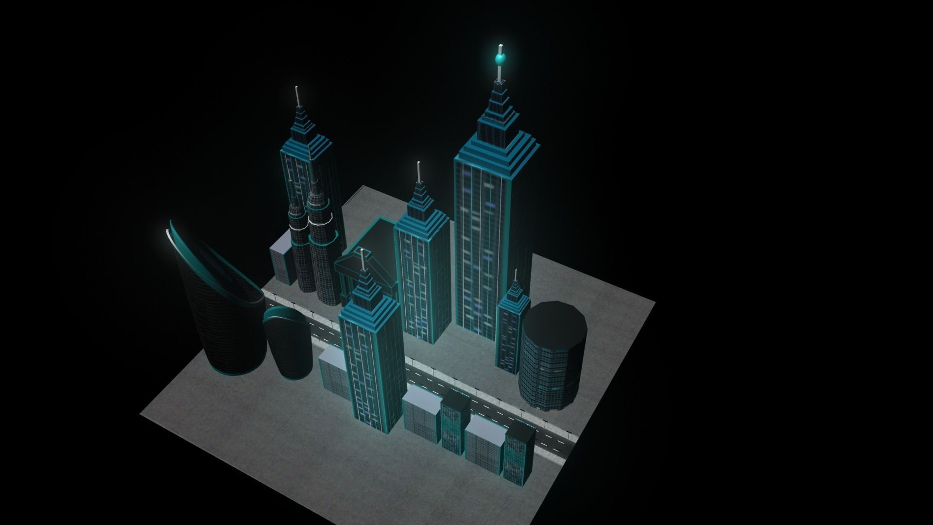 Sci-Fi Gaming City Exterior  Low-poly 3D model_4