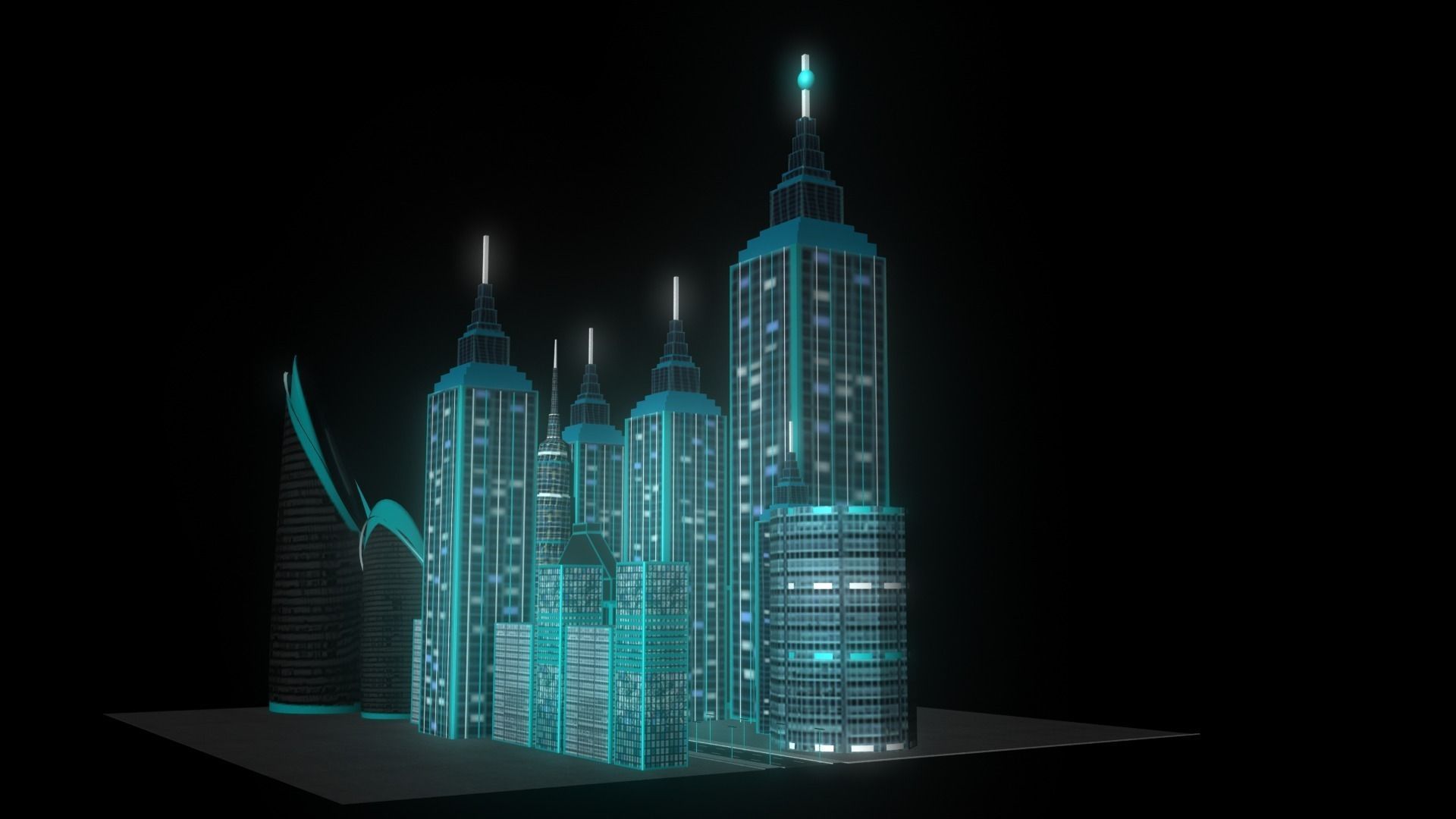 Sci-Fi Gaming City Exterior  Low-poly 3D model_2