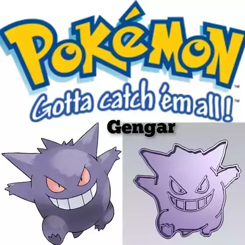 Pokemon Gengar Cookie Cutter Stamp Cake Decorating 3D model