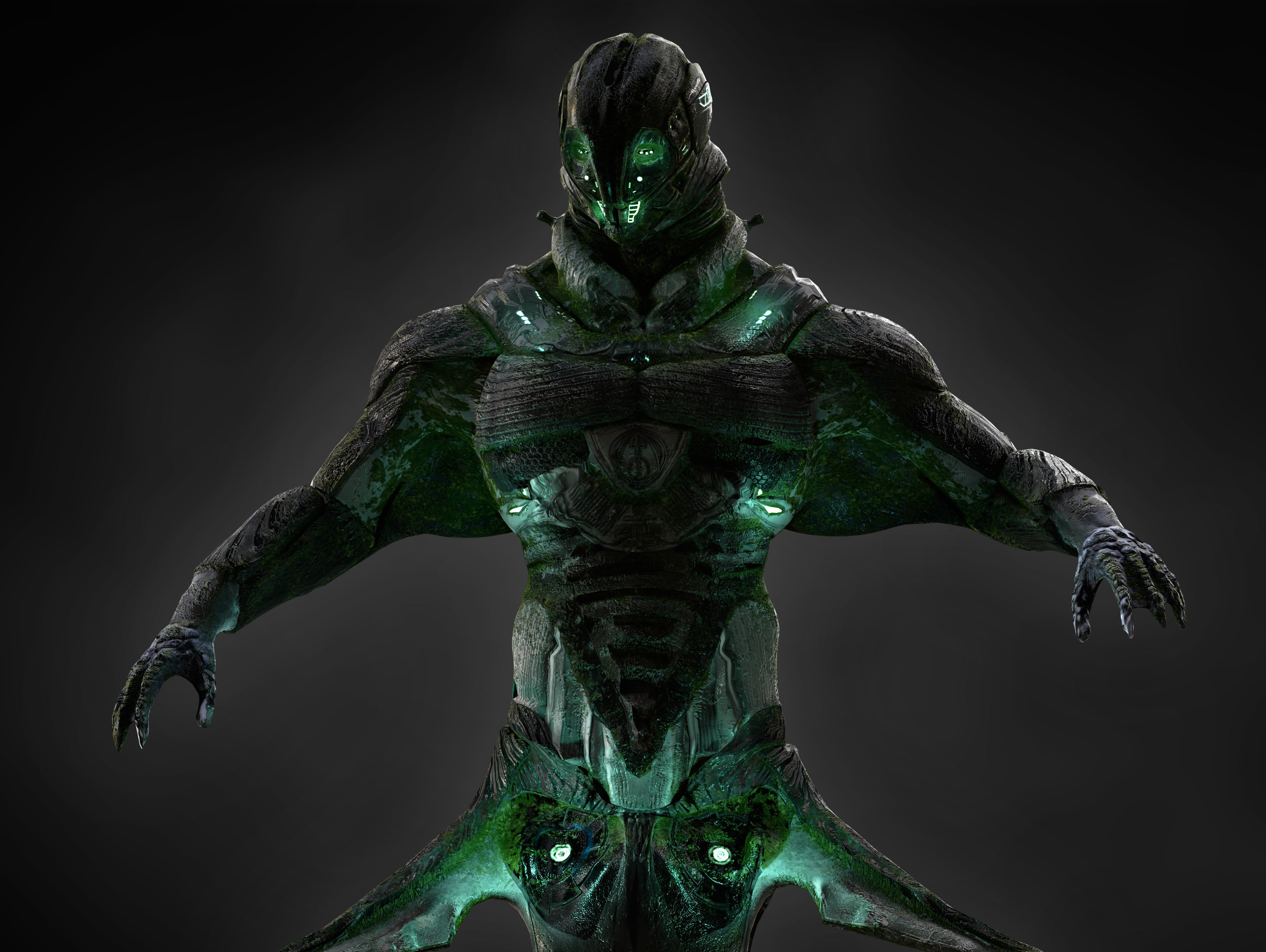 Sci-Fi Alien cyborg underwater Low-poly 3D model_2