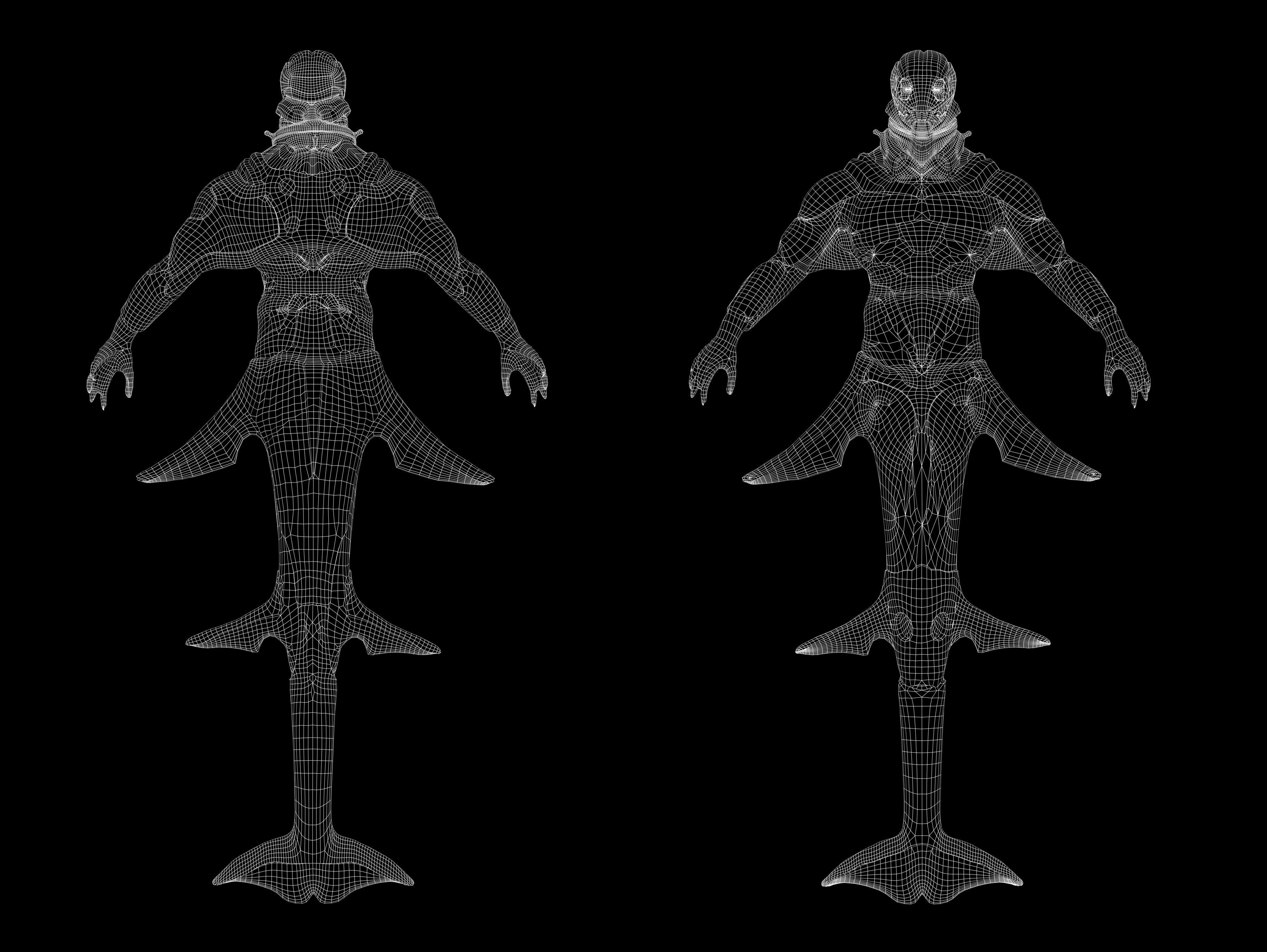 Sci-Fi Alien cyborg underwater Low-poly 3D model_11