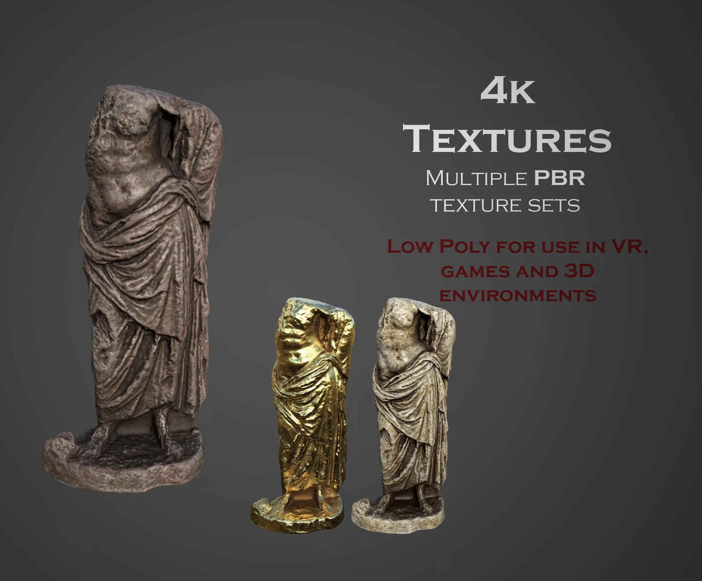 Statue of Female 3 Low-poly 3D model_0