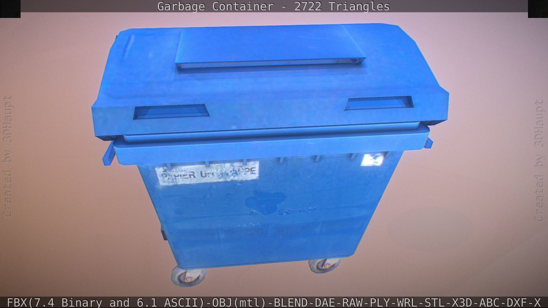 Garbage container with ragdoll setup Low-poly 3D model_41