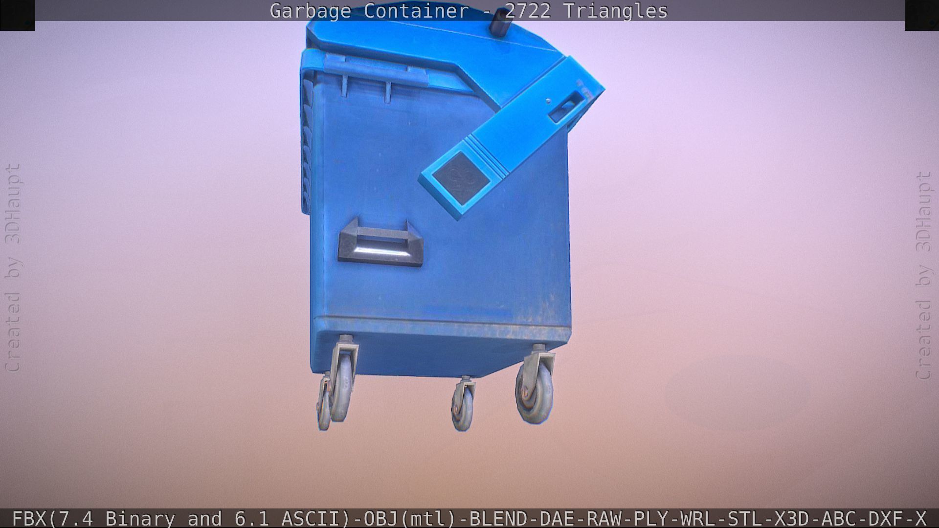 Garbage container with ragdoll setup Low-poly 3D model_21