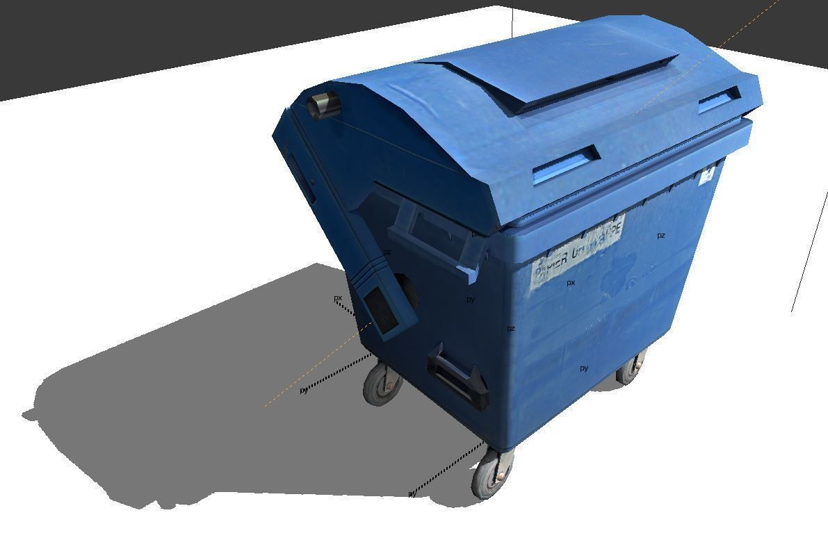 Garbage container with ragdoll setup Low-poly 3D model_3