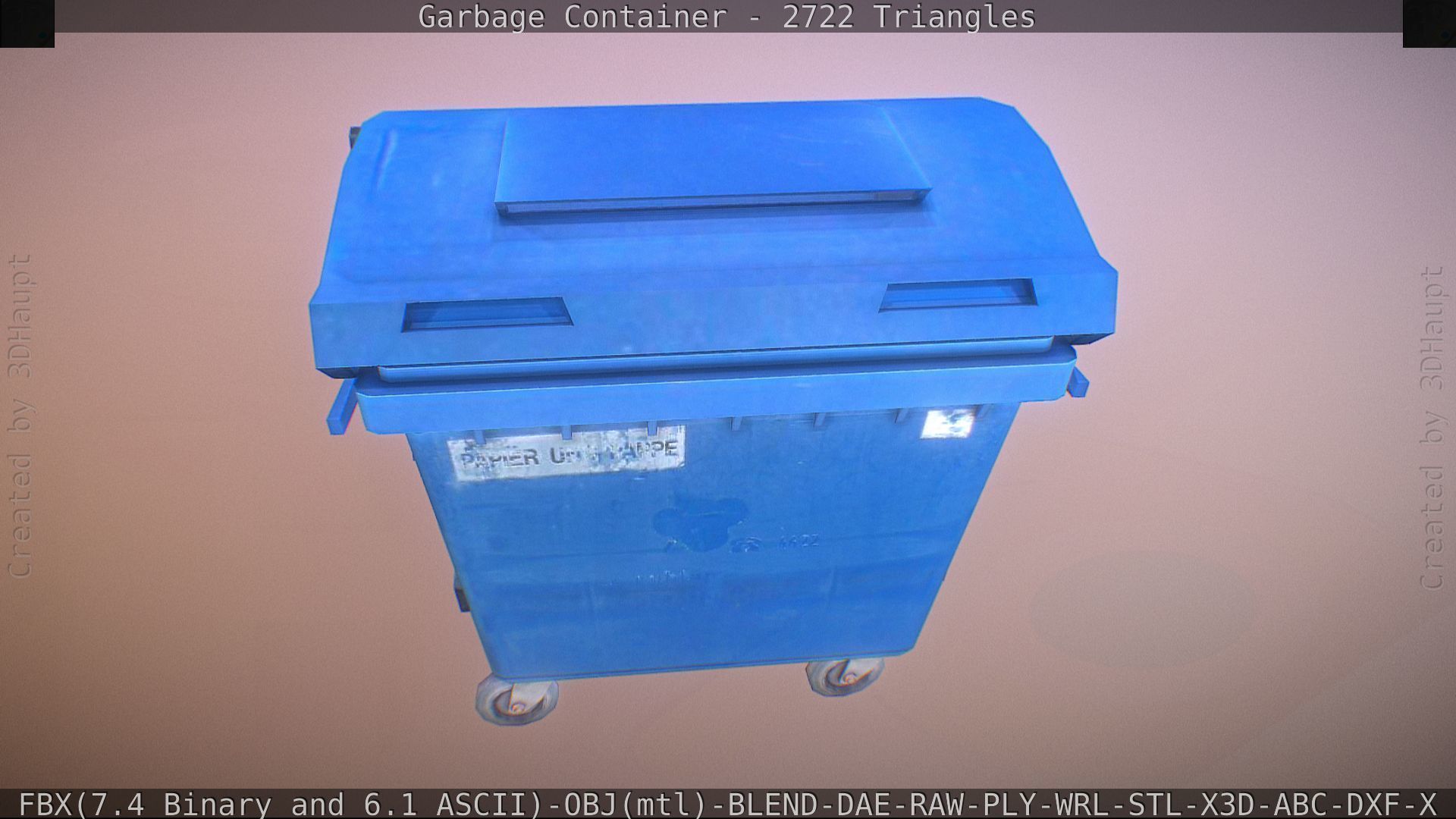 Garbage container with ragdoll setup Low-poly 3D model_39