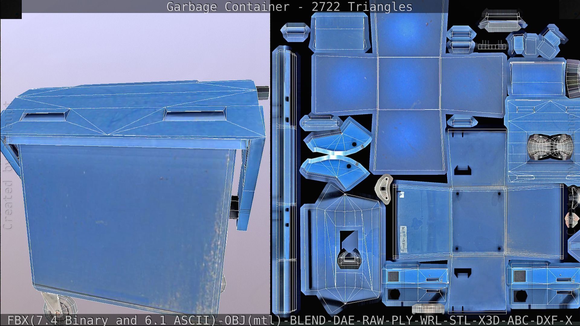 Garbage container with ragdoll setup Low-poly 3D model_79