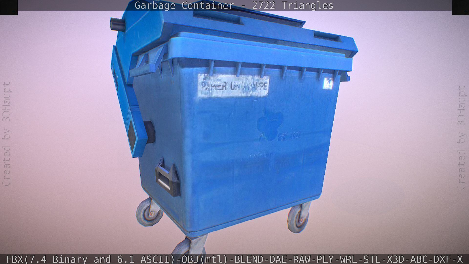 Garbage container with ragdoll setup Low-poly 3D model_36