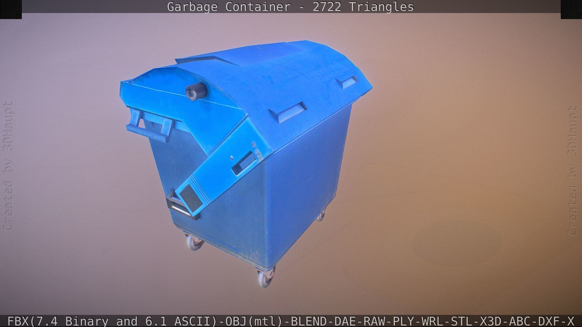 Garbage container with ragdoll setup Low-poly 3D model_26