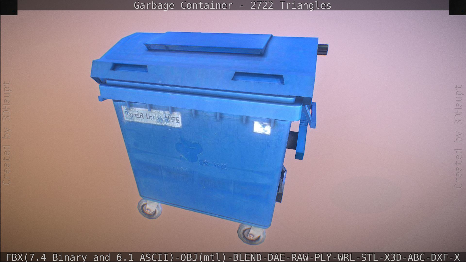 Garbage container with ragdoll setup Low-poly 3D model_49