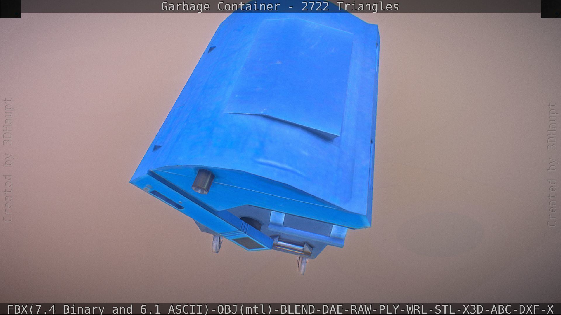 Garbage container with ragdoll setup Low-poly 3D model_40
