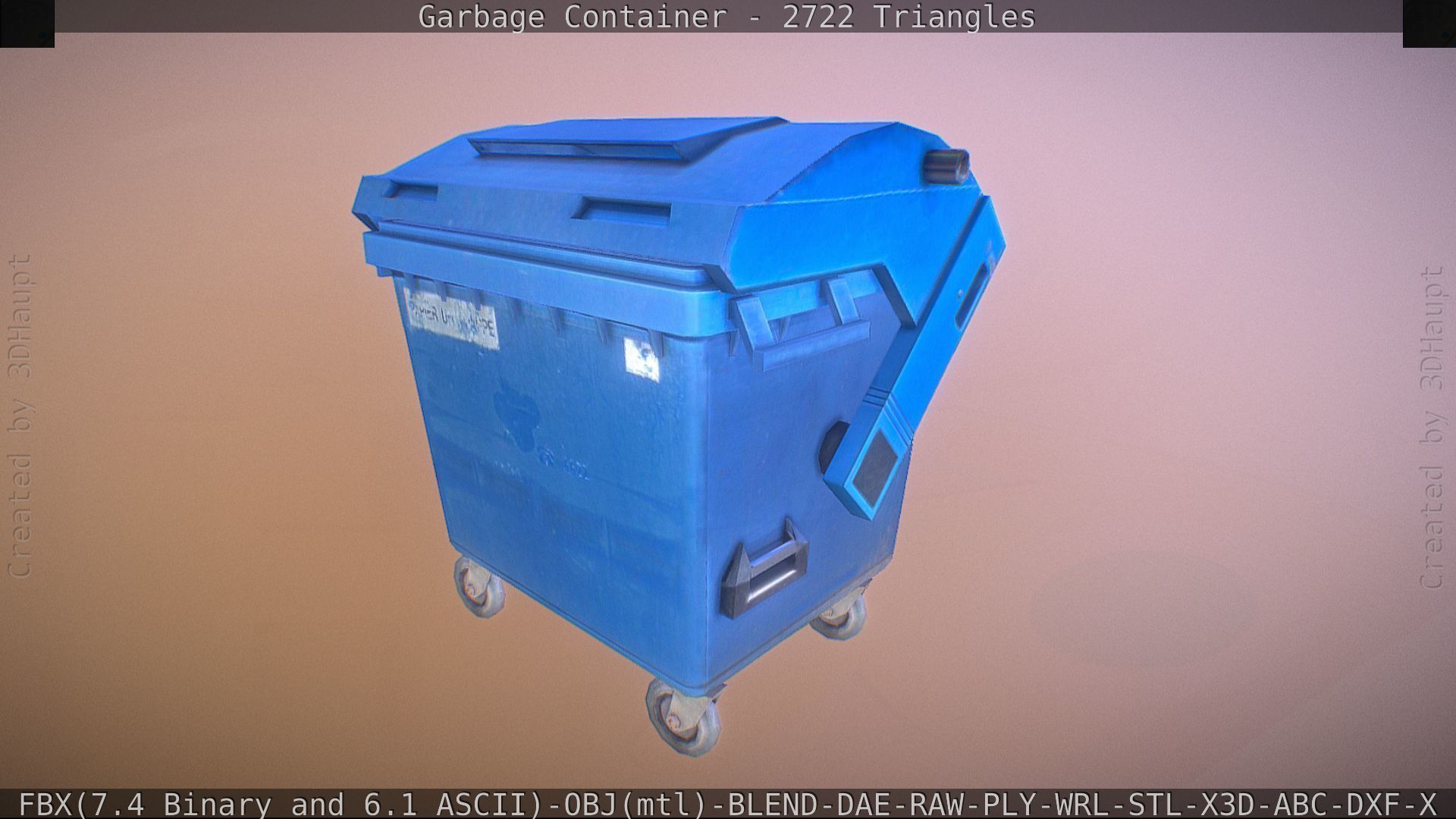 Garbage container with ragdoll setup Low-poly 3D model_11