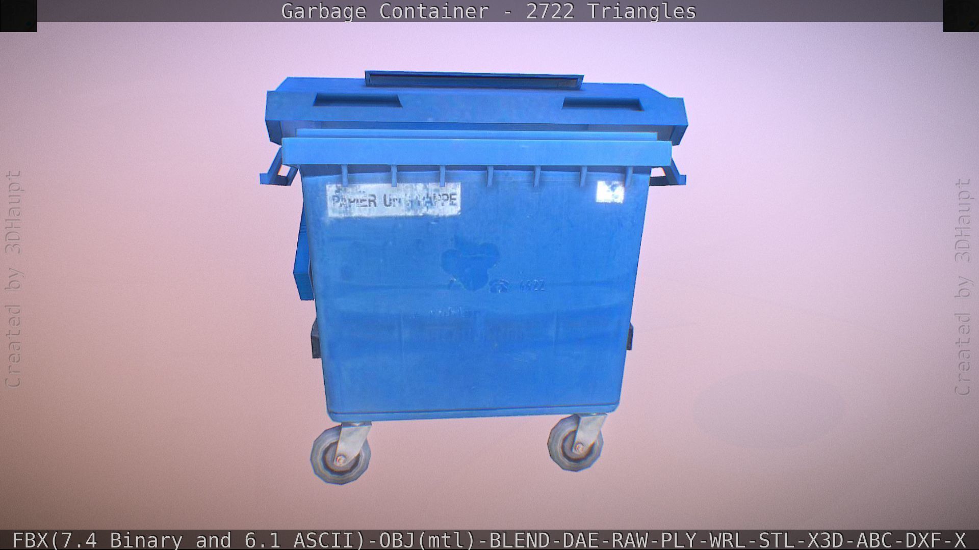 Garbage container with ragdoll setup Low-poly 3D model_10
