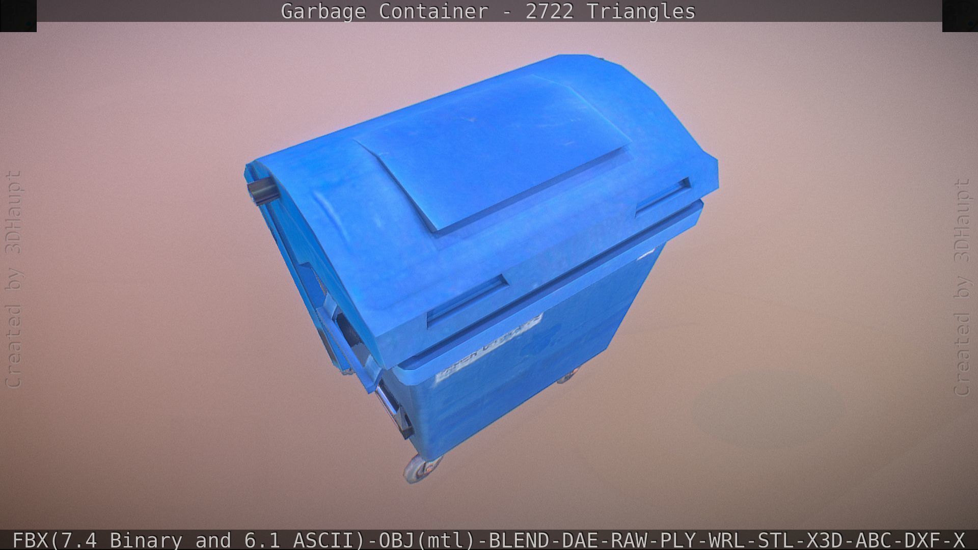 Garbage container with ragdoll setup Low-poly 3D model_27