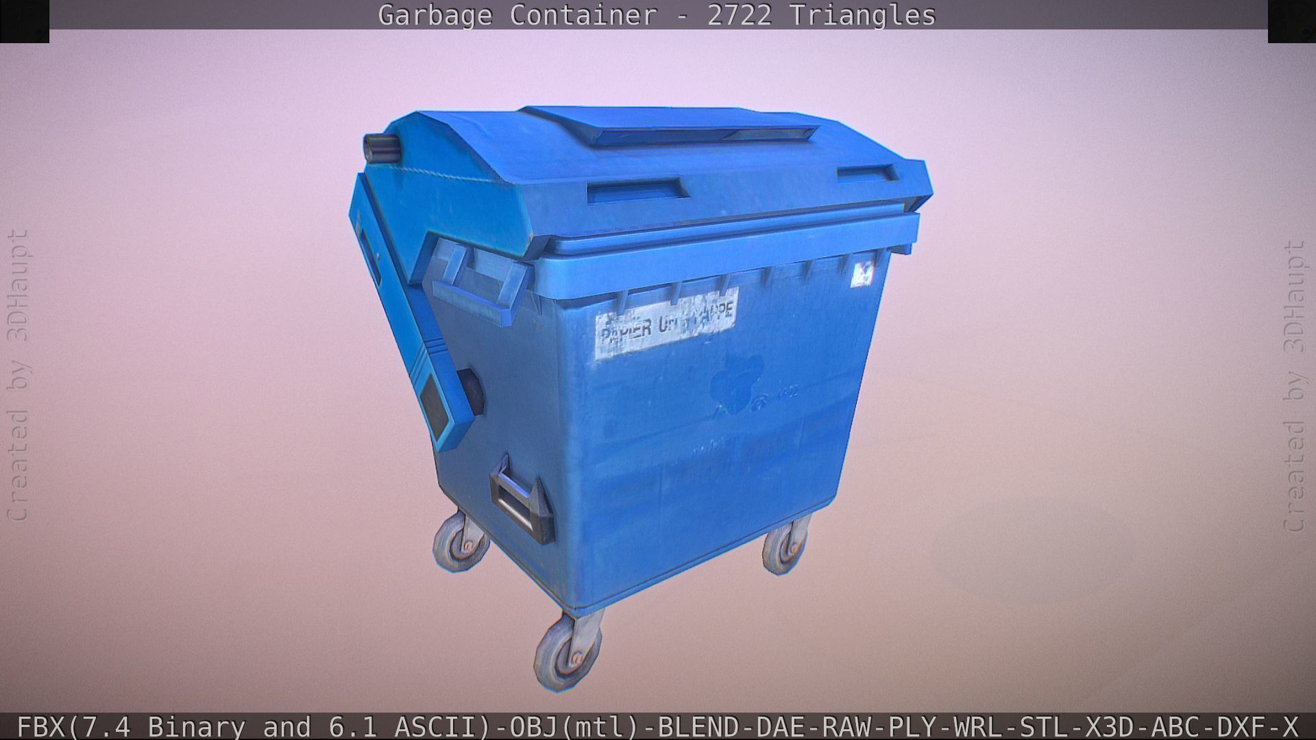 Garbage container with ragdoll setup Low-poly 3D model_9