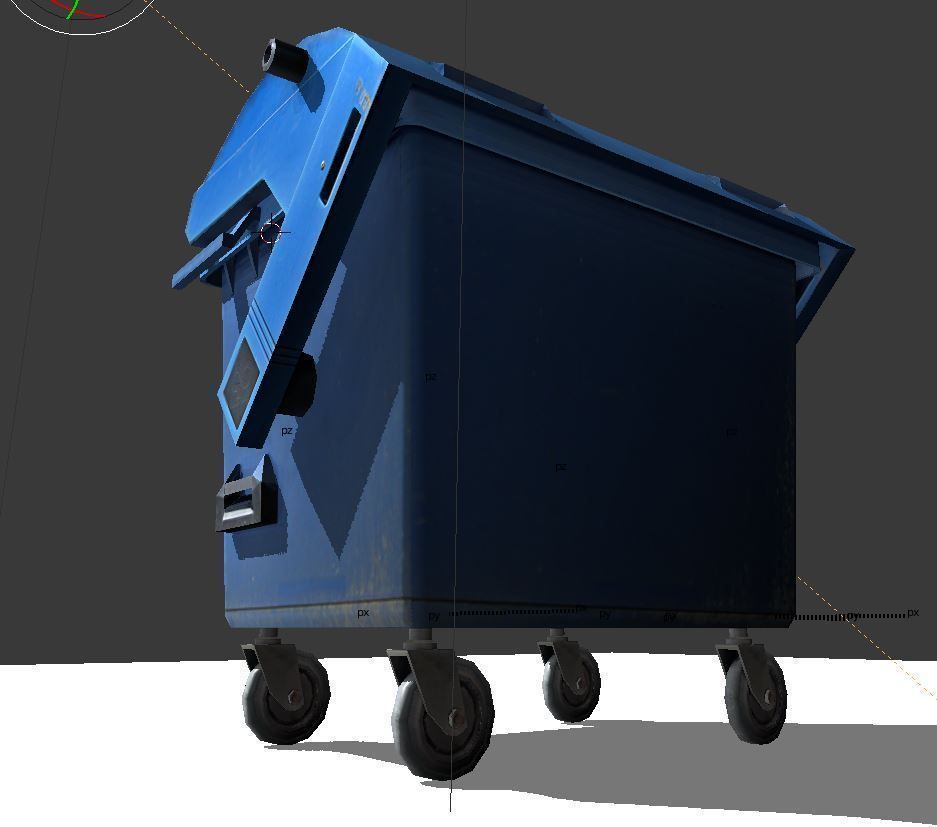 Garbage container with ragdoll setup Low-poly 3D model_7