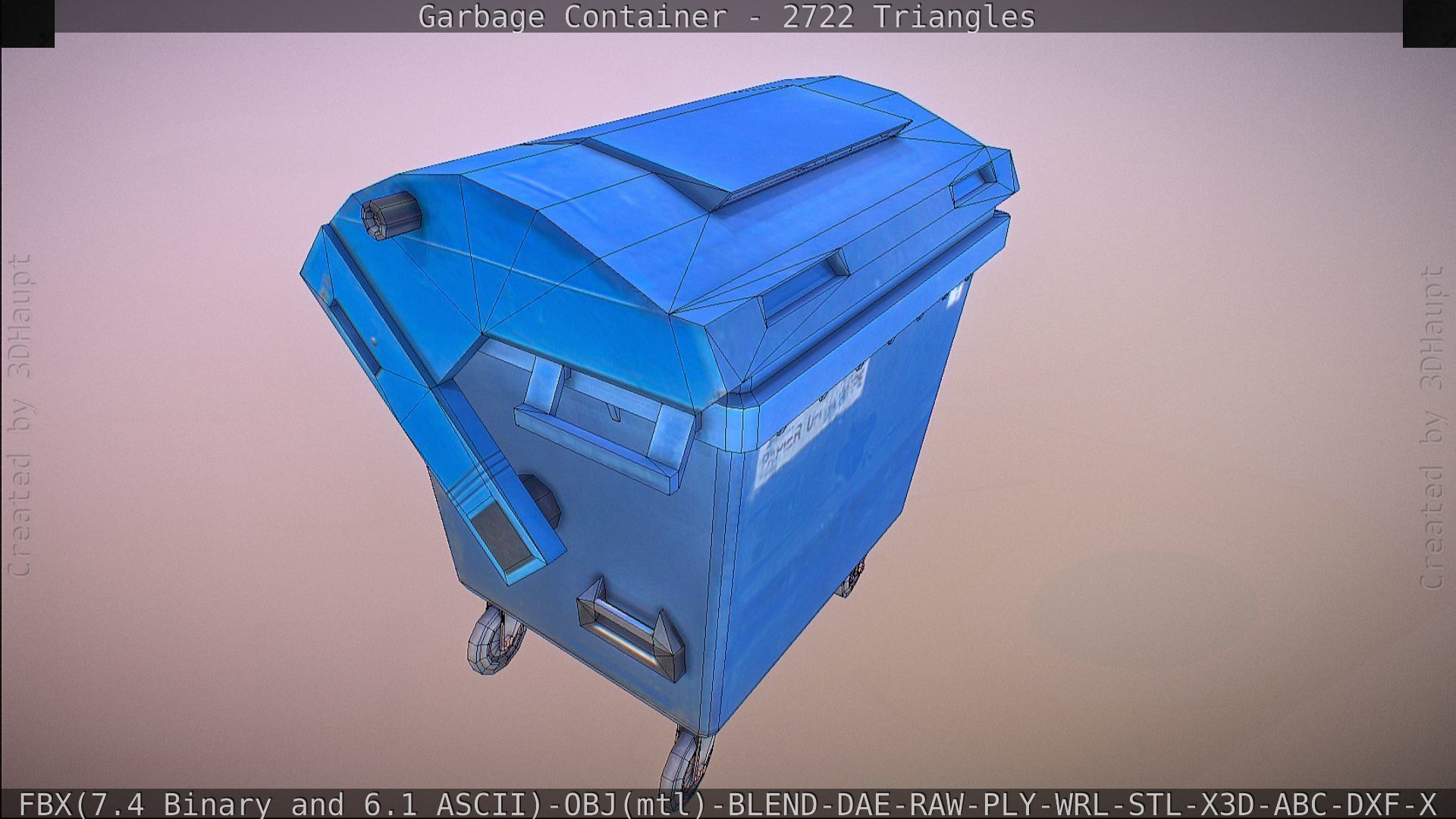 Garbage container with ragdoll setup Low-poly 3D model_55