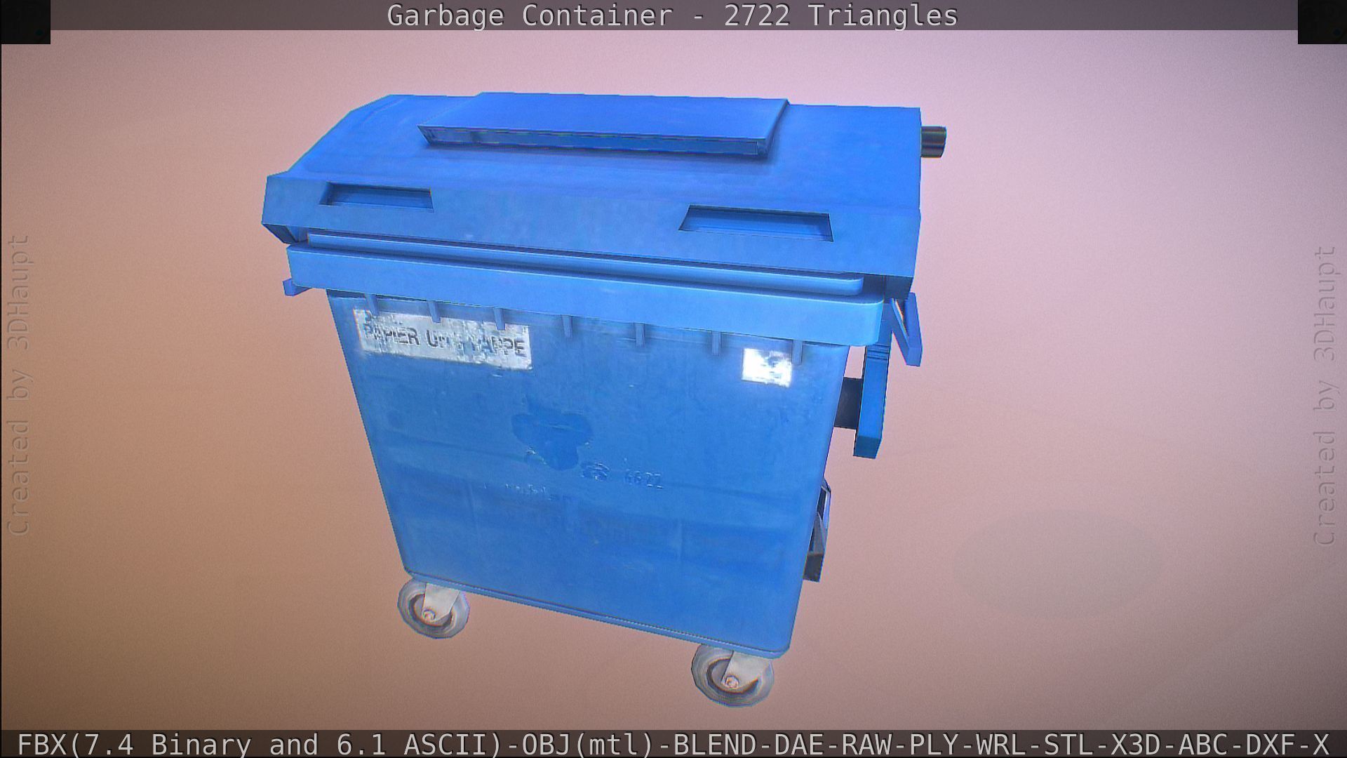Garbage container with ragdoll setup Low-poly 3D model_48