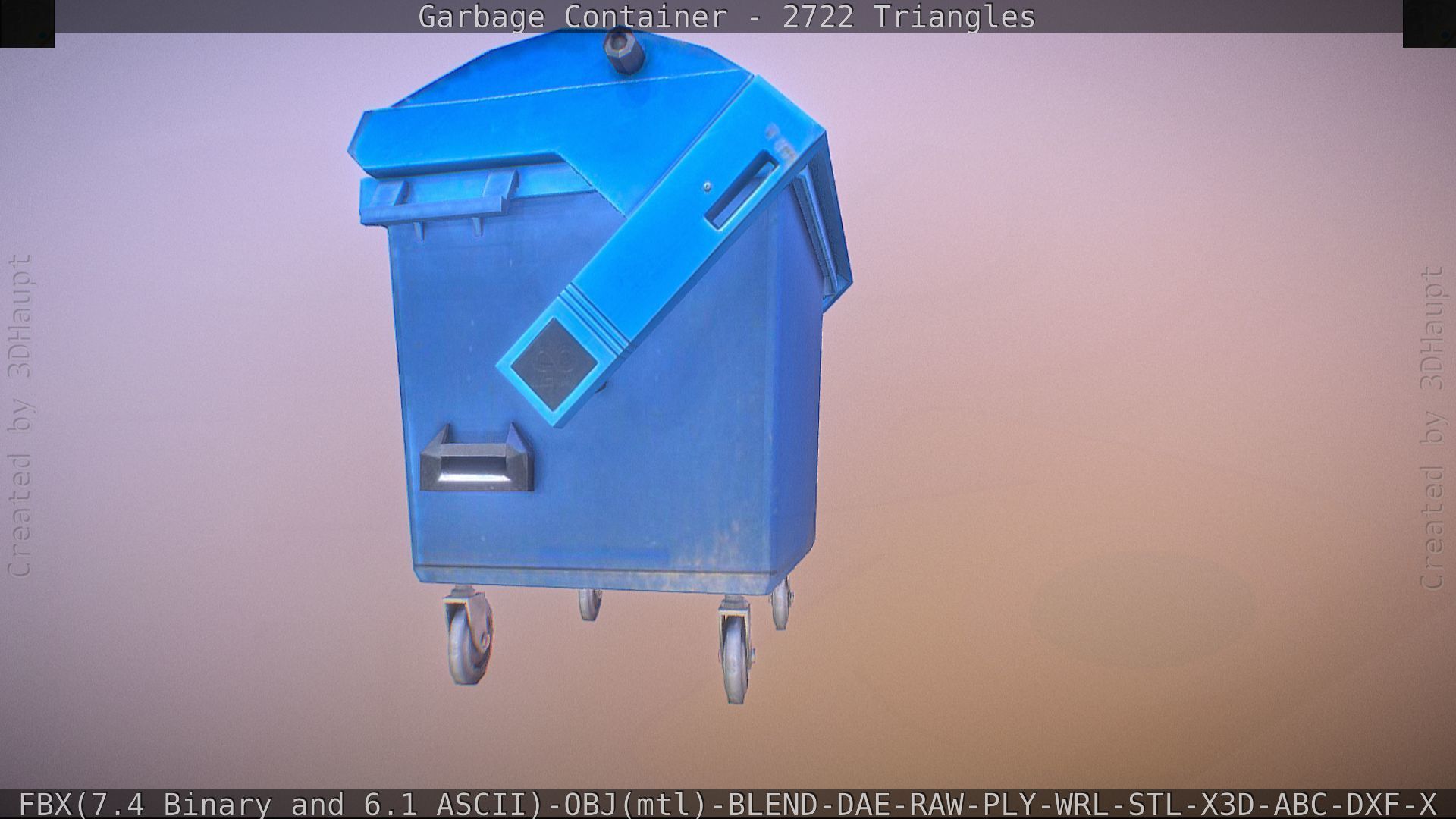 Garbage container with ragdoll setup Low-poly 3D model_23