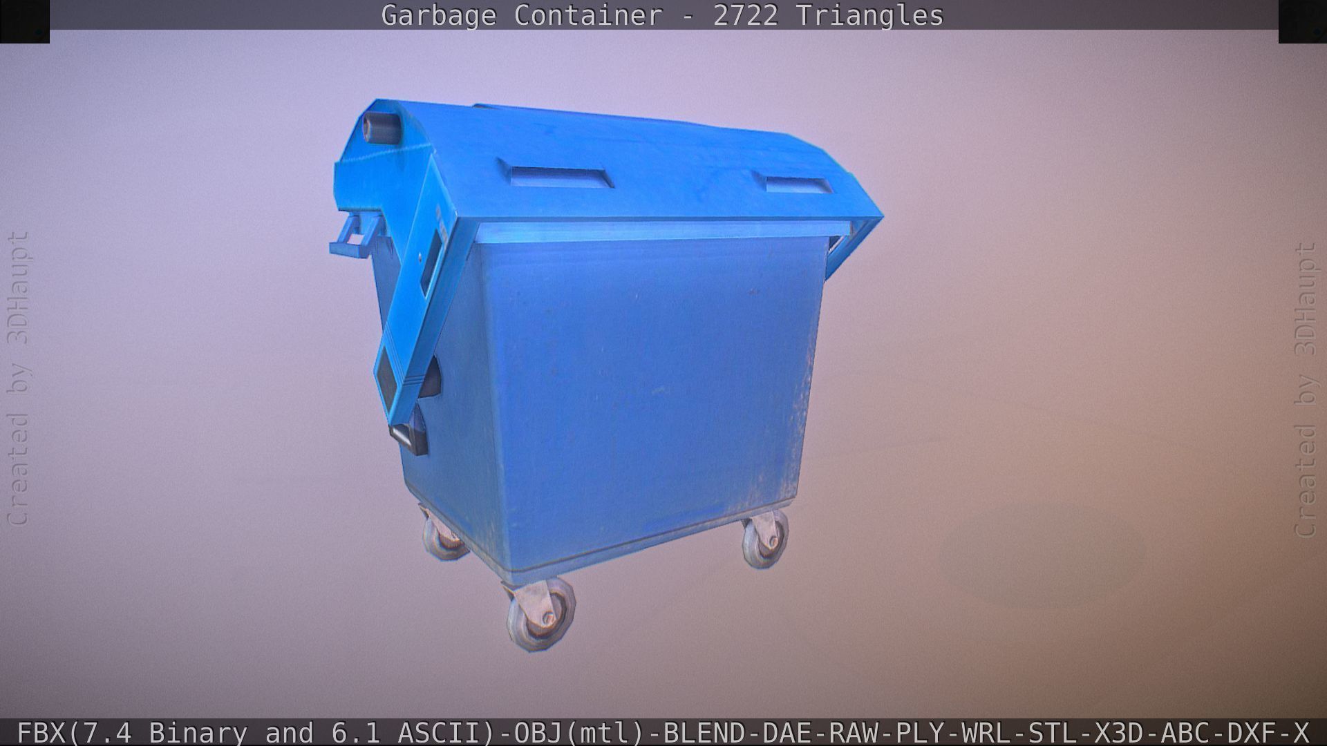 Garbage container with ragdoll setup Low-poly 3D model_15