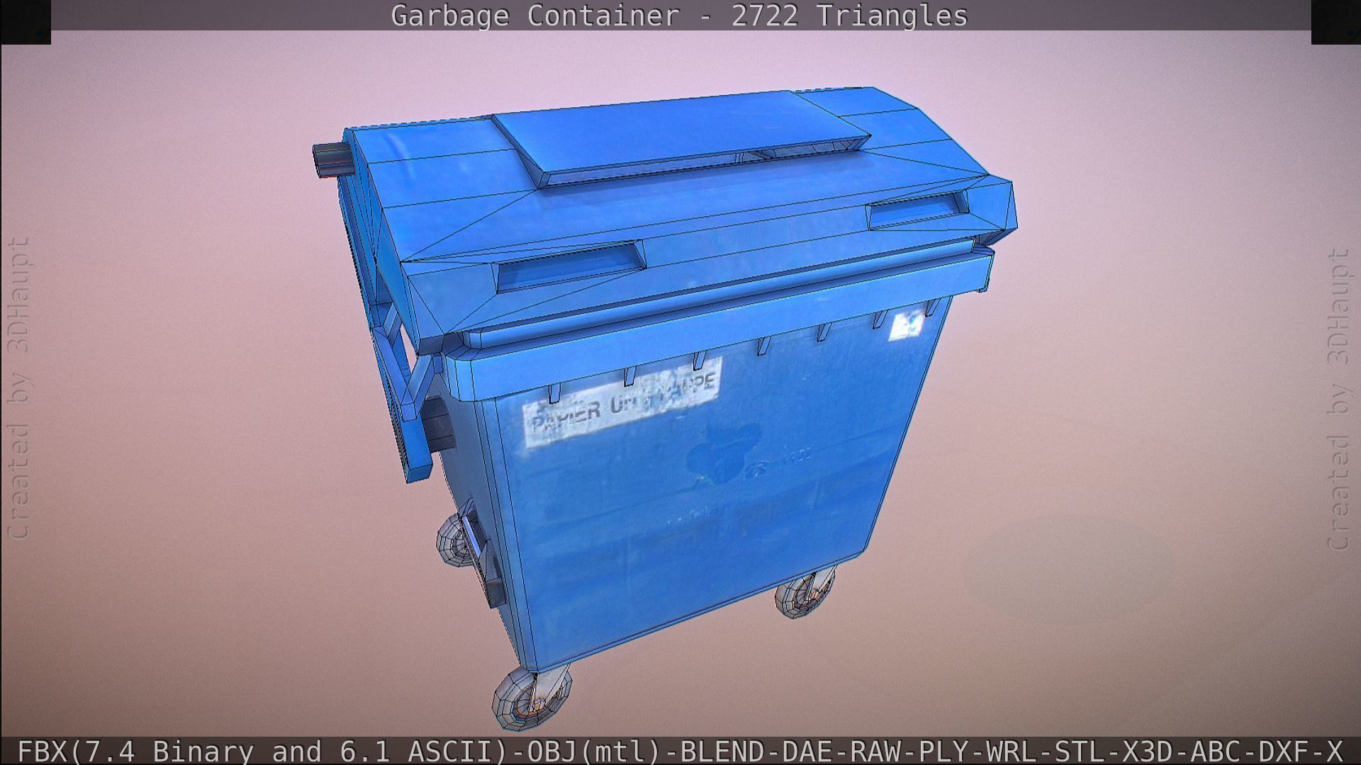 Garbage container with ragdoll setup Low-poly 3D model_52