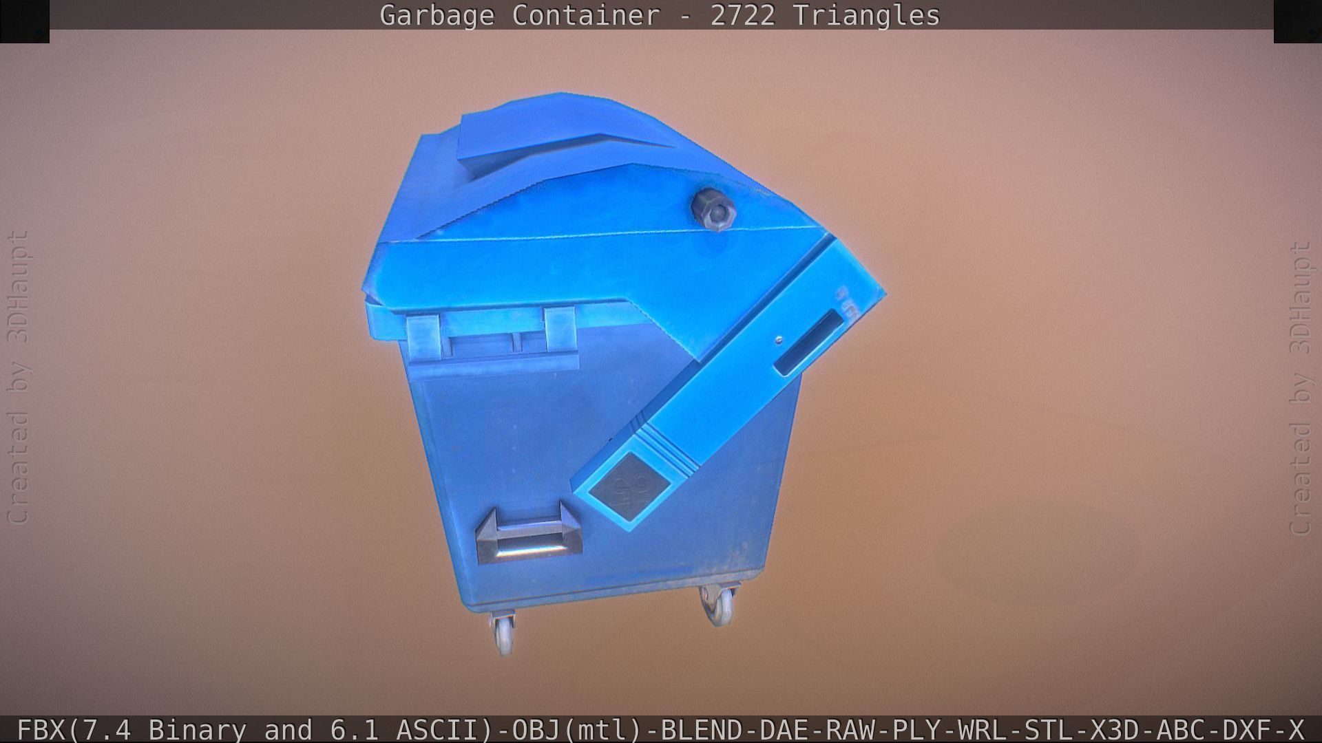 Garbage container with ragdoll setup Low-poly 3D model_12