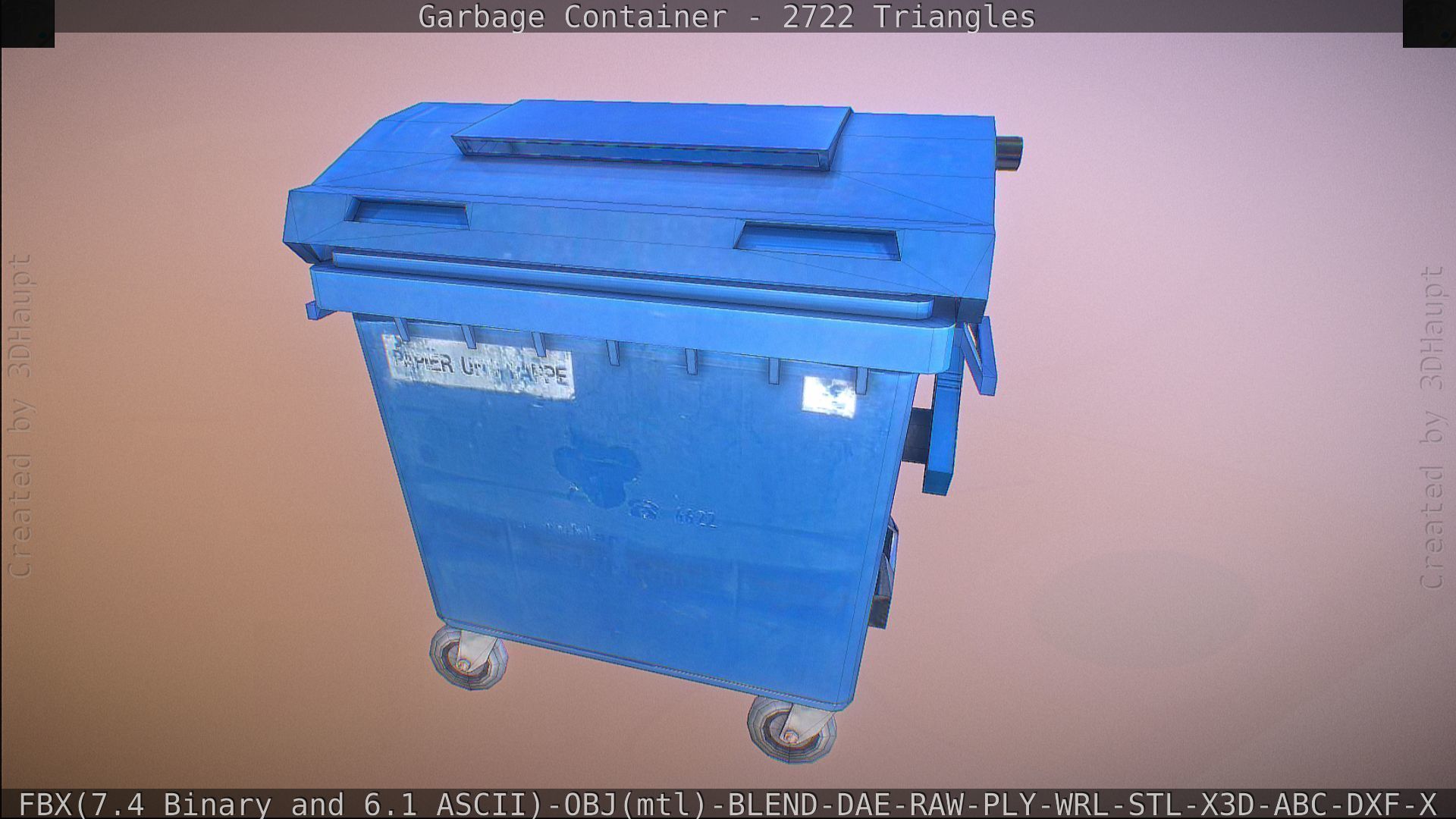 Garbage container with ragdoll setup Low-poly 3D model_53