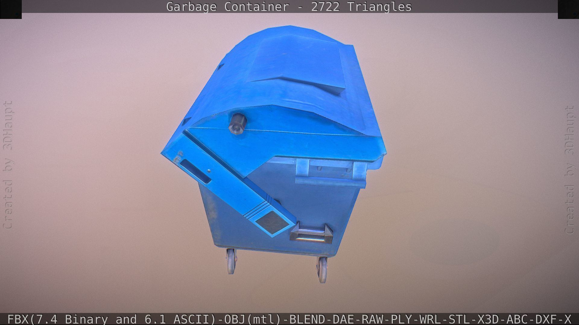 Garbage container with ragdoll setup Low-poly 3D model_28