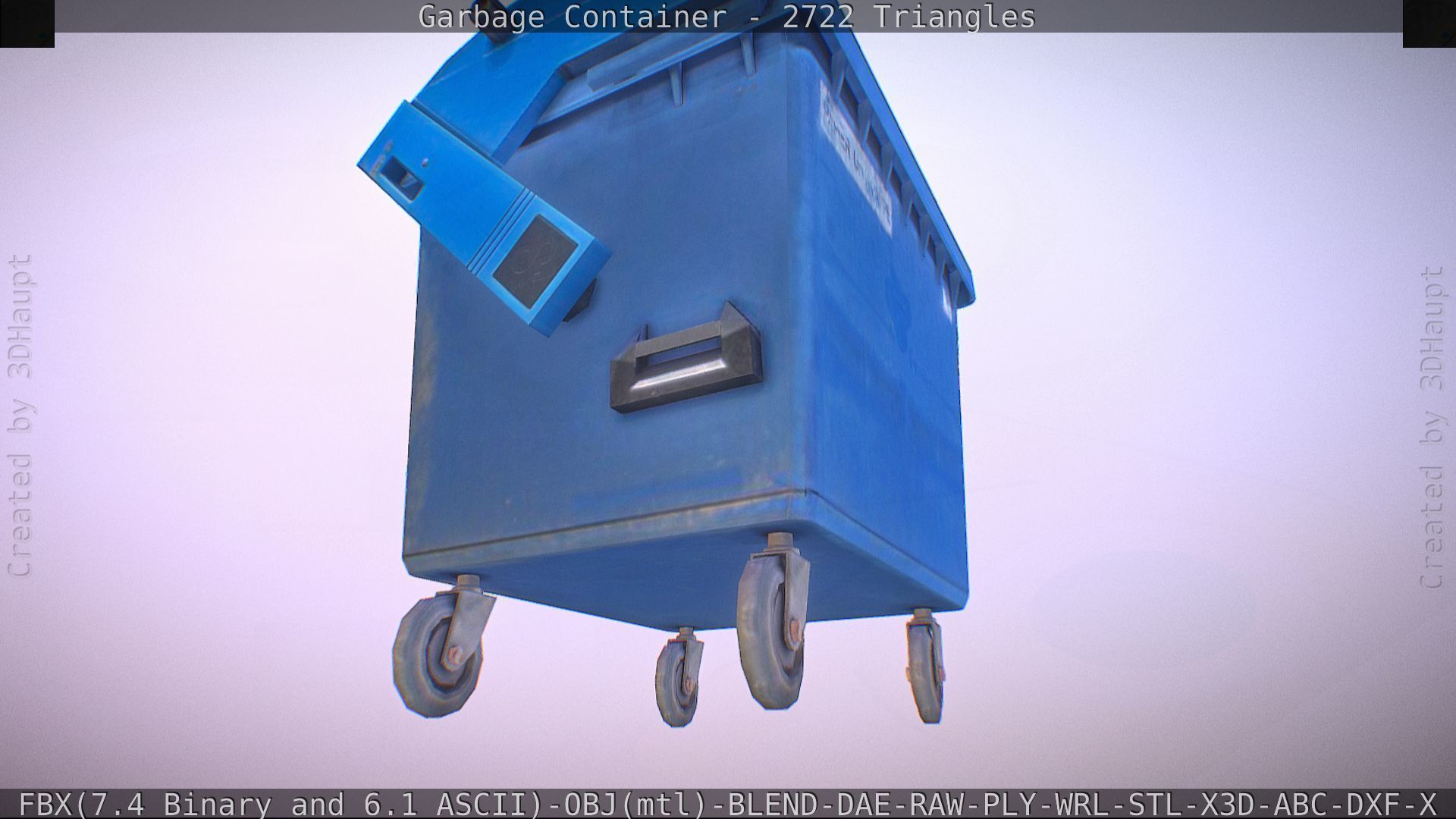 Garbage container with ragdoll setup Low-poly 3D model_38