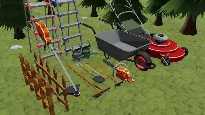 Lowpoly garden tools pack